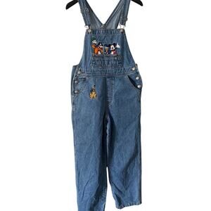 Disney Catalog Vintage Denim Micky Goofy Donald Pluto Denim Overalls Embroidery